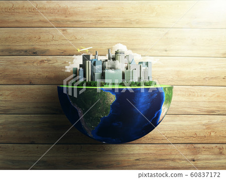 Urbanization concept with globe and city on 60837172