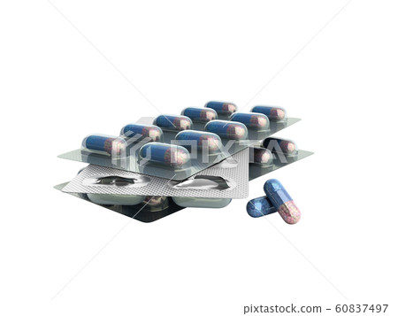 Pills Package Blister 3D illustration on white no 60837497