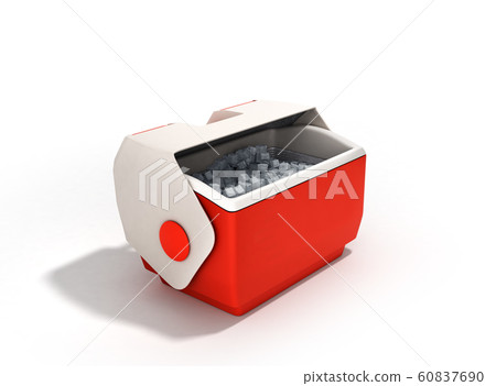 open refrigerator box red 3d render on white 60837690