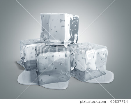 ice cubes 3d render on grey background ice cubes 3d render on grey background 60837714