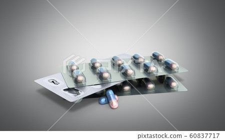 Pills Package Blister 3D illustration on grey Pills Package Blister 3D illustration on grey 60837717