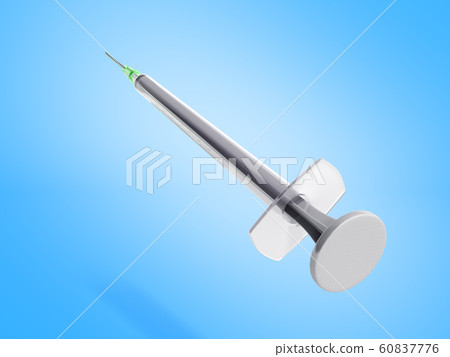single use syringe 3d render isolated on blue 60837776