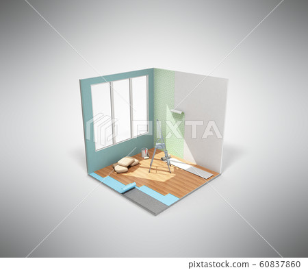 Concept of repair work isometric low poly home 60837860