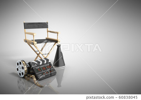 cinema concept 3d render on grey background cinema concept 3d render on grey background 60838045