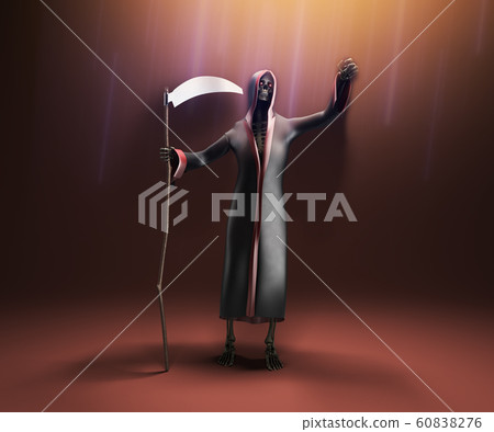 Death with a scythe 3d render against a darck Death with a scythe 3d render against a darck 60838276
