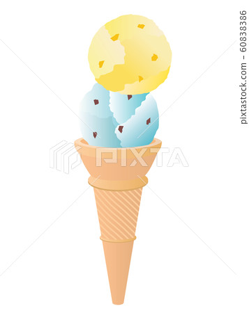 Double yellow and blue ice cream in a cone Double yellow and blue ice cream in a cone 60838386