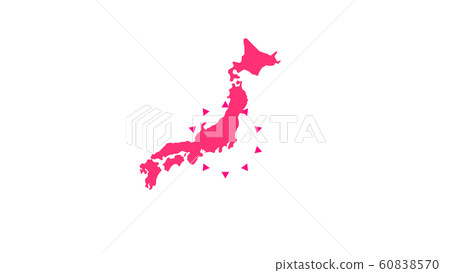 從日本地圖傳播的三角形圖像 60838570