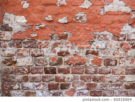 old brick wall texture background with worn off 60838864
