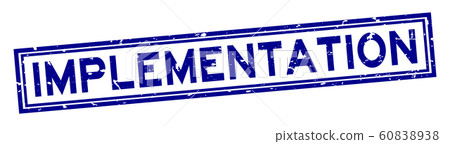 Grunge blue implementation word square rubber...-插圖素材 [60838938] - PIXTA圖庫