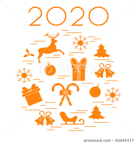 New Year 2020, Merry Christmas vector illustration New Year 2020, Merry Christmas vector illustration 60840337
