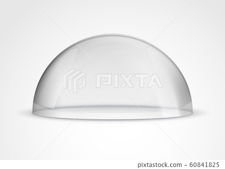 Glass dome container mock-up. Plastic dome model cover for exhibition isolated. Blank vector 60841825