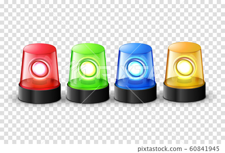 Red green blue and yellow flashing police beacon alarm 60841945