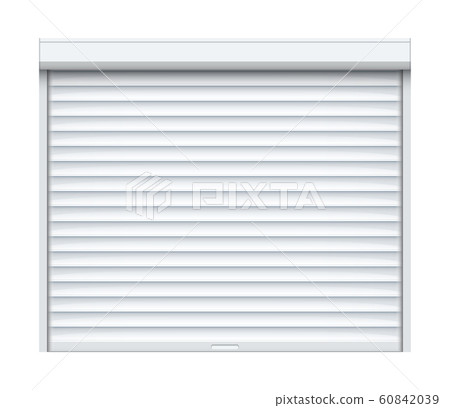 Rolling shutter door. Roller garage metal gate. Electric roll white window background shutter 60842039