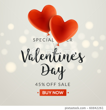 Valentines day sale vector banner background with hearts. Valentine discount holiday poster template Valentines day sale vector banner background with hearts. Valentine discount holiday poster template 60842261