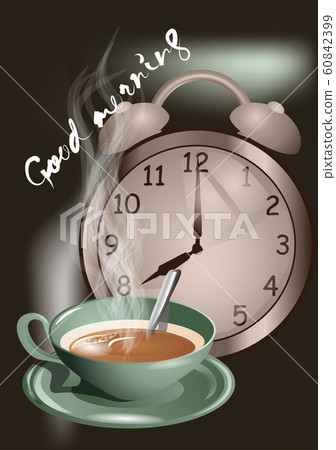 alarm clock morning and cup 60842399