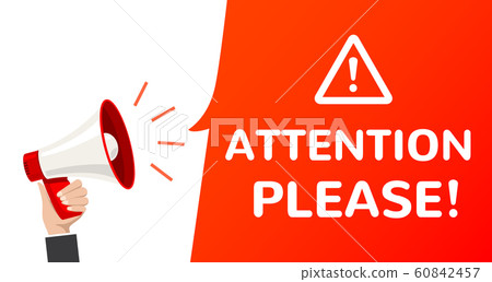 Attention megaphone vector information announcement. Important attention please alert poster. 60842457
