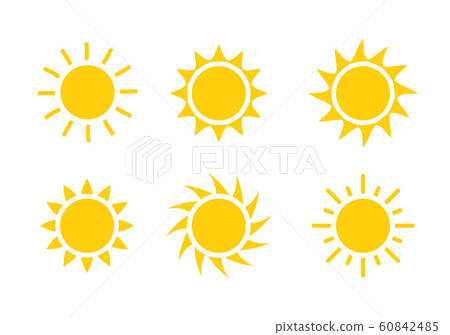 Sun icon symbol illustration, Sunlight design weather. Flat sunshine isolated set of sun logo 60842485