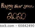 Happy New Year 2020 inscription with sparklers . 60842490