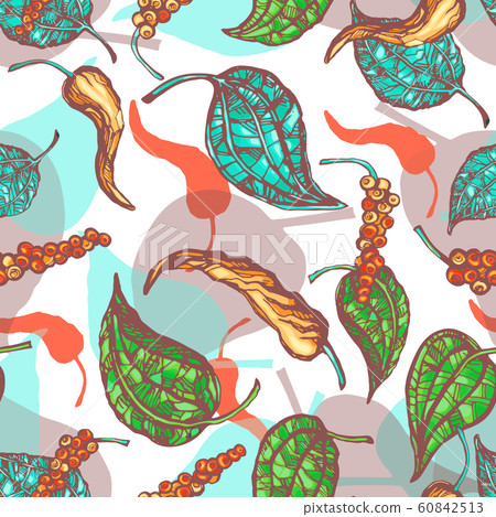 Allspice botanical seamless pattern. 60842513