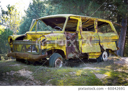 Abandoned Old Yellow Minibus Abandoned Old Yellow Minibus 60842691