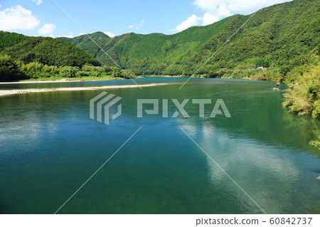 Original scenery of Japan Shimanto River Scenery from Sada Subsidence Bridge (Imanari Bridge) Original scenery of Japan Shimanto River Scenery from Sada Subsidence Bridge (Imanari Bridge) 60842737