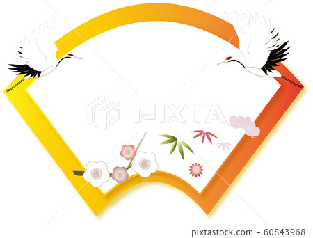 Crane and Shochiku plum illustration greeting and guidance template message board material 60843968