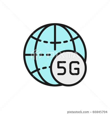 Global 5G internet flat color line icon. Isolated on white background 60845704