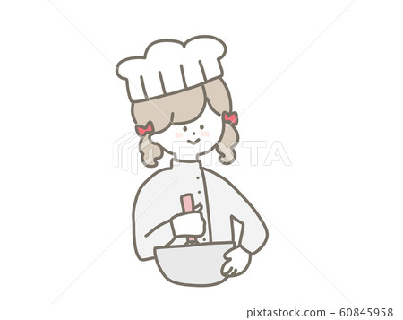 Girl making whipped cream Girl making whipped cream 60845958