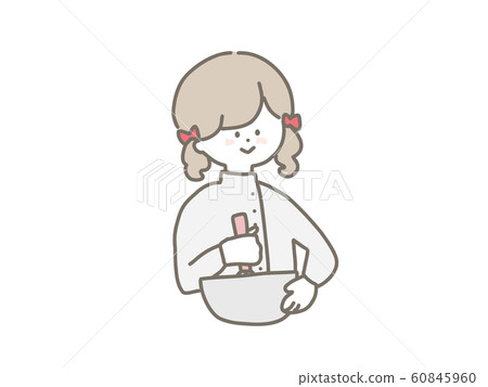 Girl making whipped cream Girl making whipped cream 60845960