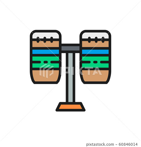 Brazilian drums, percussion, musical instrument flat color line icon. Brazilian drums, percussion, musical instrument flat color line icon. 60846014