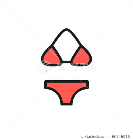 Swimsuit, bikini, beachwear flat color line icon. Isolated on white background 60846016