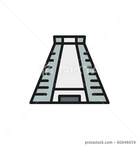 Chichen Itza, ancient mayan pyramid flat color line icon. Chichen Itza, ancient mayan pyramid flat color line icon. 60846059