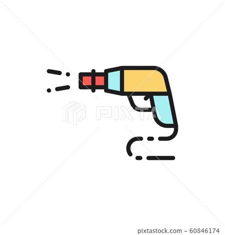 High pressure car wash spray gun flat color line icon. High pressure car wash spray gun flat color line icon. 60846174