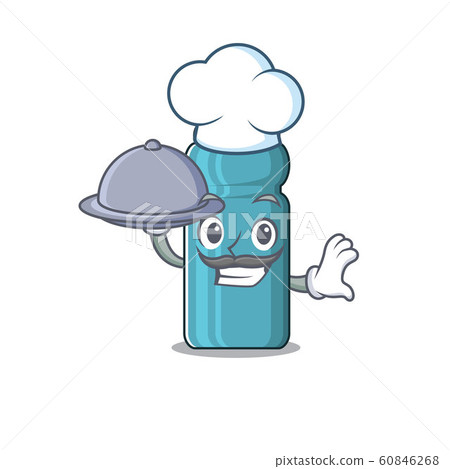 cartoon design water bottle Scroll as a Chef with food on tray cartoon design water bottle Scroll as a Chef with food on tray 60846268