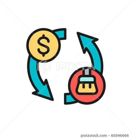 Cleaning service fee, car wash flat color line icon. 60846666