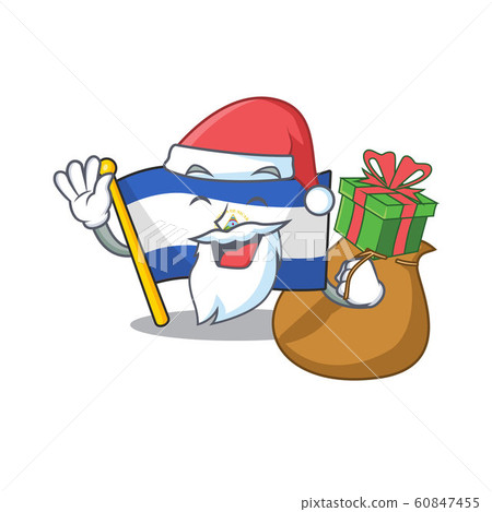 Santa flag nicaragua Scroll Cartoon character design with box of gift 60847455