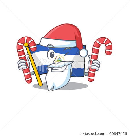 Happy flag nicaragua Scroll Cartoon character in Santa with candy Happy flag nicaragua Scroll Cartoon character in Santa with candy 60847456