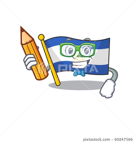 Cool smart Student flag nicaragua Scroll character holding pencil 60847566