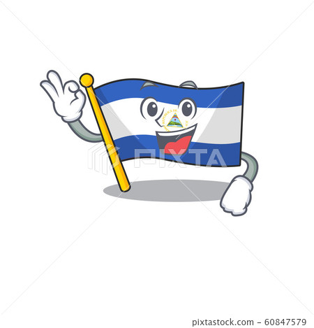 Flag nicaragua Scroll mascot design making an Okay gesture 60847579