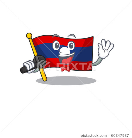 Cute cartoon Singing flag laos Scroll with a microphone Cute cartoon Singing flag laos Scroll with a microphone 60847987