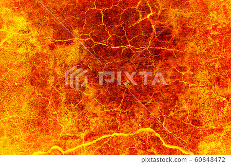 Heat red cracked ground texture burning after volcano eruption