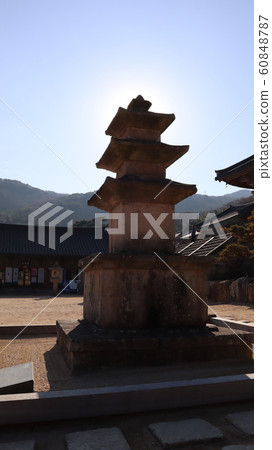 Three story pagoda at sunset Three story pagoda at sunset 60848787