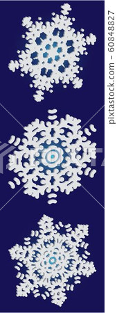 Collection of cute snowflakes on blue background. 60848827