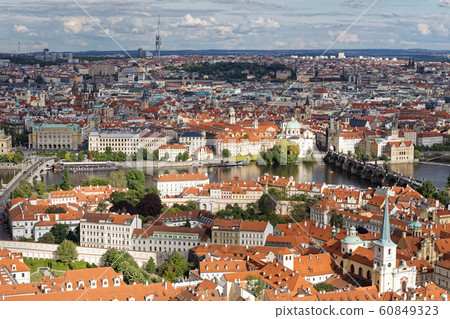 St. Vitus Cathedral Tower and Prague cityscape, Charles Bridge St. Vitus Cathedral Tower and Prague cityscape, Charles Bridge 60849323