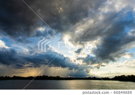 thunder storm sky Rain clouds thunder storm sky Rain clouds 60849889