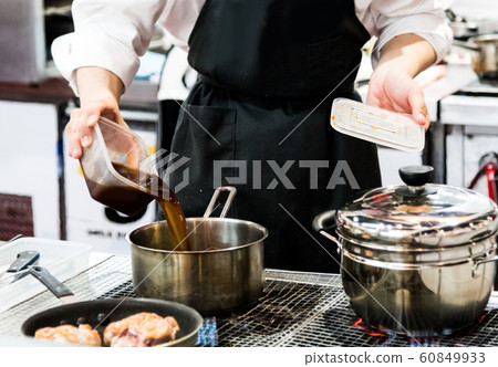 Chef cooking, Chef preparing food in the kitchen, 60849933