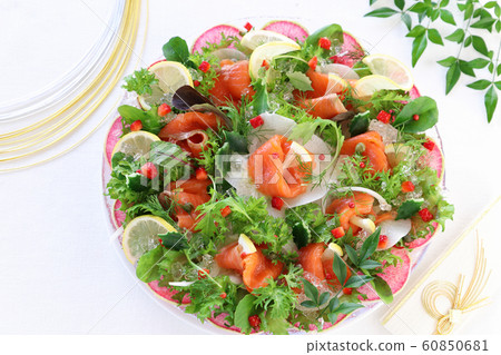 Colorful salad with marinated salmon Colorful salad with marinated salmon 60850681