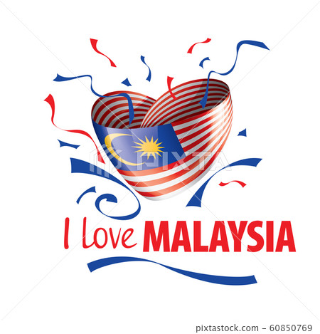 The national flag of the Malaysia and the inscription I love Malaysia. Vector illustration The national flag of the Malaysia and the inscription I love Malaysia. Vector illustration 60850769