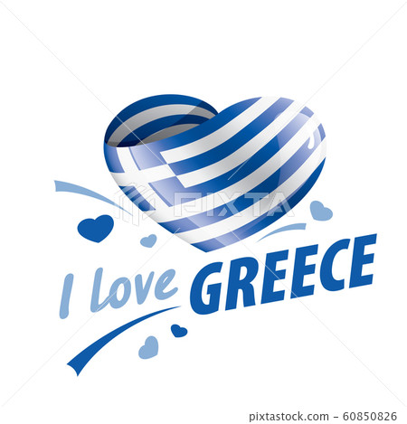 The national flag of the Greece and the inscription I love Greece. Vector illustration The national flag of the Greece and the inscription I love Greece. Vector illustration 60850826