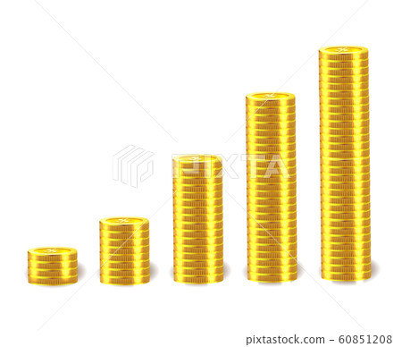 Vector financial concept with stacks of golden coins. Vector financial concept with stacks of golden coins. 60851208